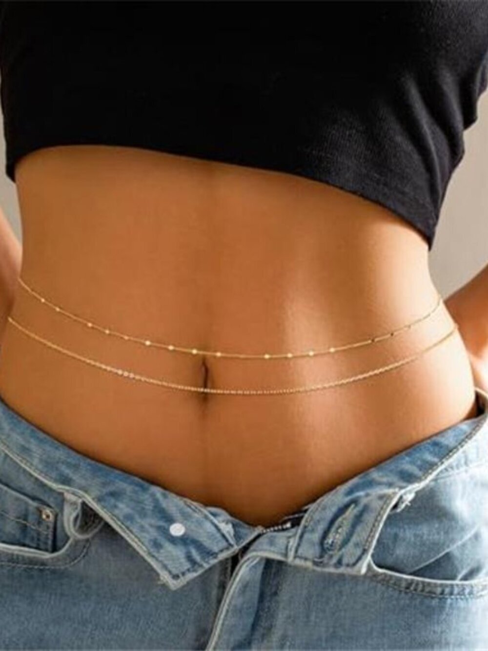 Waist Chain for Women 14K Gold Plated Silver Plated, Layered Belly Belt - Picture 3 of 7